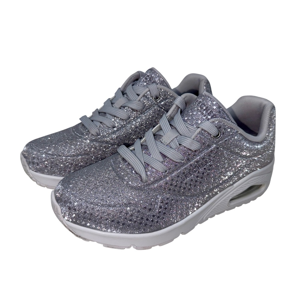 Skechers Uno Disco Nite Womens 8 Silver Glitter Air Cooled Memory Foam 177162